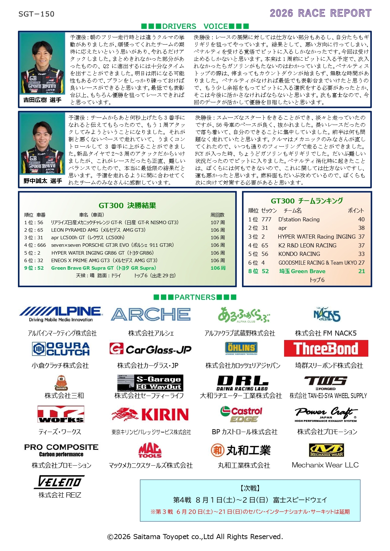 2026 GT Rd.2 富士 | 埼玉トヨペット